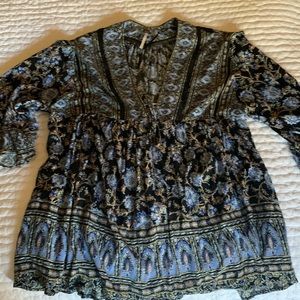 Free People Black and Blue Tunic